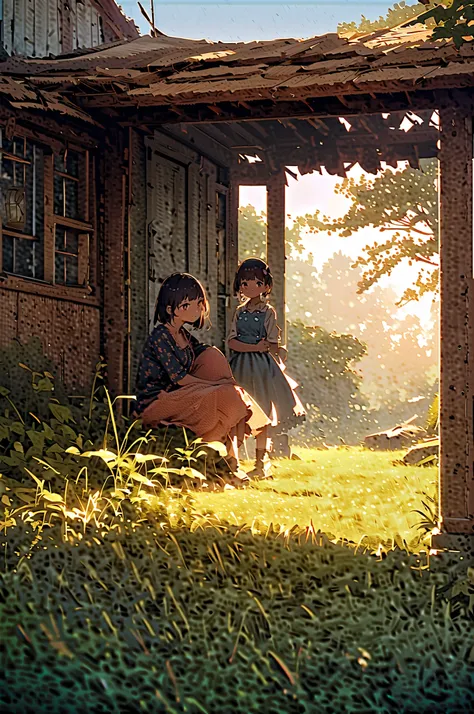 captures the quiet rural landscape where、time has stopped and。The contrast between an abandoned farmhouse and nature full of vitality、it creates a nostalgic atmosphere。The girl's tanned skin and freckles、it tells the story of her diligence and harmony with...