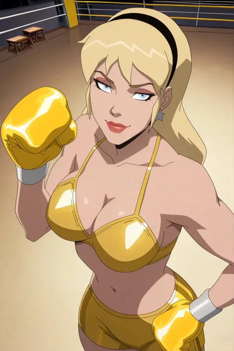 BREAK, score_6_up, score_7_up, score_8_up, score_9, 1girl, solo, long hair, blonde hair, blue eyes, lipstick, makeup, black hairband, g1rlsl, very large breasts, busty, cleavage, curvy, athletic, looking at viewer, seducing viewer, teasing viewer, seductiv...