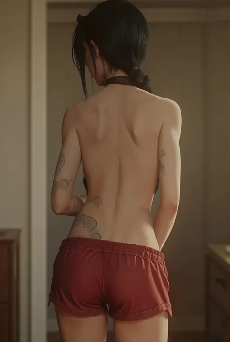 nsfw beautiful nude body, Darling,  Miloe Lichico, beautiful legs, in down short colored sports shorts out, undress tight t-shirt nipples, gorgeous figure, knot hair, in the streamer sexy room, stands sideways to the paw, Looking at me, bajandose los panta...