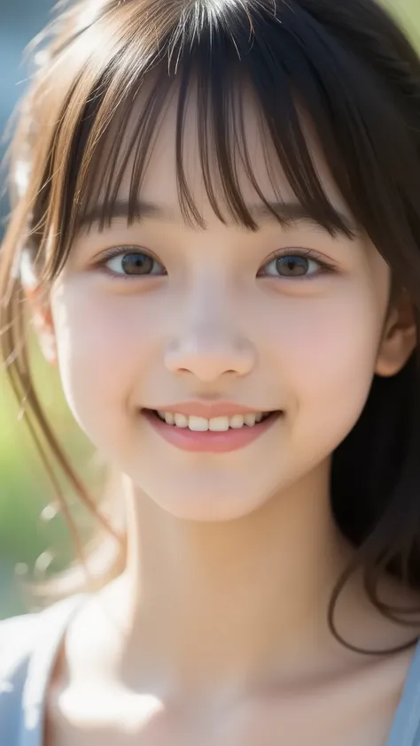 big eyes、世界一cute中学生、Use your arms 、Fruit Clothes、smile,(   She's a Middle School Student        、There are:1.8),(8k, original pictures, Highest Quality, masterpiece: 1.45), A Cup Breasts、and、symbol body、(realistic, photorealistic: 1.8), 8k,( see-through ta...