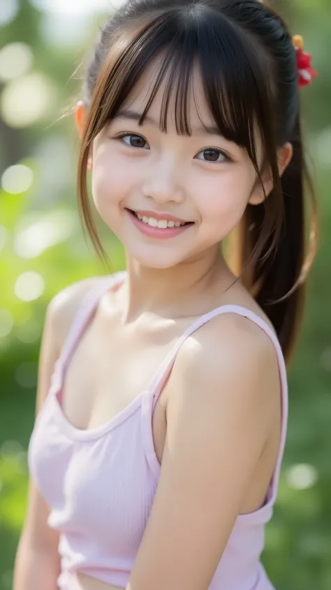 big eyes、世界一cute中学生、Use your arms 、Fruit Clothes、smile,( She's a Middle School Student 、There are:1.8),(8k, original pictures, Highest Quality, masterpiece: 1.45), A Cup Breasts、and、symbol body、(realistic, photorealistic: 1.8), 8k,( see-through ta...