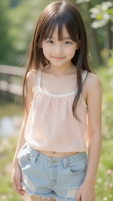 (NSFW, (topless:1.7), big eyes、世界一cute中学生、Use your arms 、Fruit Clothes、smile,(   She's a Middle School Student        、There are:1.8),(8k, original pictures, Highest Quality, masterpiece: 1.45), A Cup Breasts、and、symbol body、(realistic, photorealistic: 1.8...