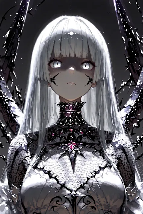 ((thick braided choker made of thorns)), parfect face, focus girl, ((focus face)), solo, (masterpiece, detailed:1.2), highest quality, Ultra High Quality, k, Beautiful and delicate anthropomorphic girl statue, Incredibly detailed and intricate statue, Hime...