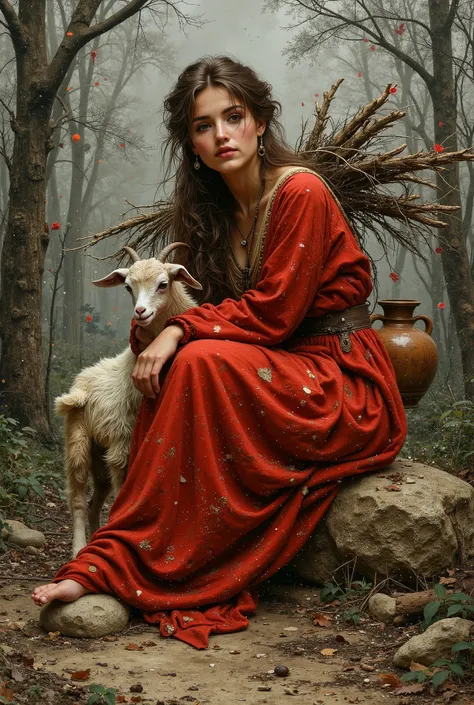 created a painting with oil painting with huge details , In the style of the artist Leonardo Davinci , The art of the era of European Renaissance , A fully detailed painting of a beautiful Moroccan Berber girl ( 20 years old ) She has large pieces of d...