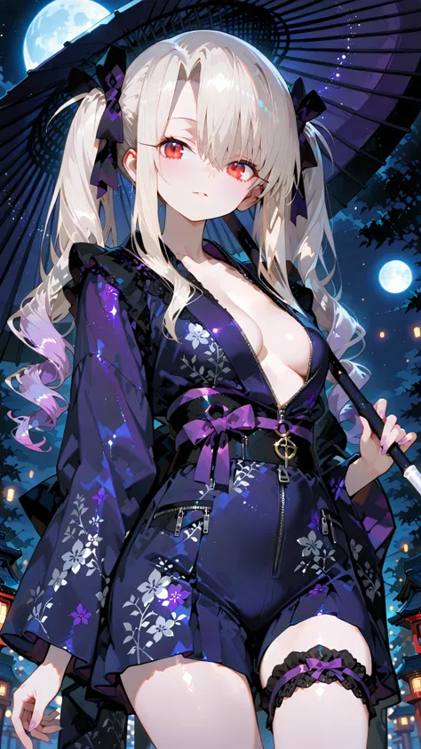 illyasviel von einzbern, long hair, red eyes, white hair,,Outstanding work, slightly realistic, of extraordinary quality, very beautiful, ultra-high resolution, high resolution, anime style-----Mature woman, tall figure.(Horror flavor :0.7),***************...