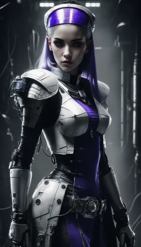 Important (20 year old noble woman, some wires attached to forehead, general, warhammer 40 000 theme):
Scene (space ship corridor):
Character Face (bad look, sad, sleepless, goth makeup):
Character Body (white skin, fit, oiled skin, sweat skin, neon glowin...