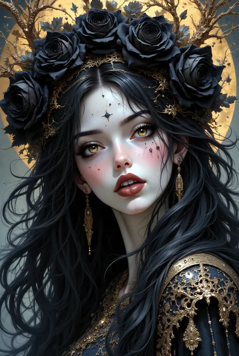 The prompt for the first theme "the goddess of Halloween" can be as follows:
"the goddess of Halloween,beautiful detailed eyes,beautiful detailed lips,extremely detailed face, long eyelashes,ethereal beauty,dark enchantress,vibrant colors,hauntingly beaut...