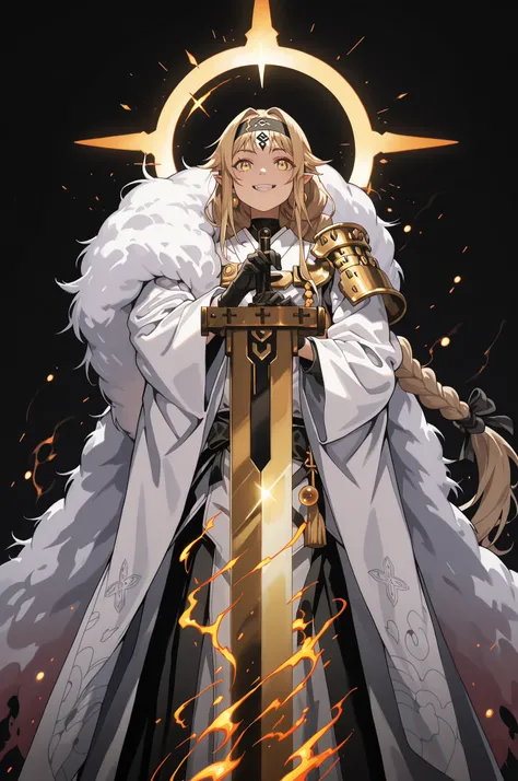 A short, solitary male character, a young teenager, about 1.5 meters tall. He stands alone against a deep black background, making him stand out vividly. His physique, face, and height are exactly like Lloyd de Saloum.
He has long blond hair, styled exact...