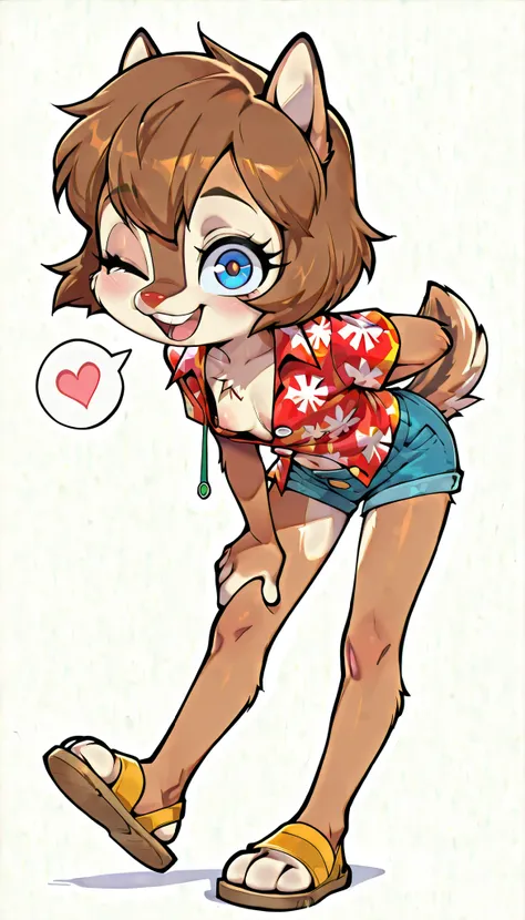 score_9, score_8_up, score_7_up, score_6_up,, hi_res, furry_source, absurdres, masterpiece, best quality, amazing quality, Chip'n Dale Rescue Rangers, 1girl, solo, alone, Femdale, furry, anthro, chipmunk girl, brown fur, blue eyes, chipmunk tail, red nose,...