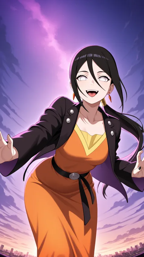 BREAK (masterpiece:1.2),Anime-style New York-inspired city at sunset. Skyscrapers reflect warm orange and deep purple light from the glowing sky. Bridges stretch across a wide river, their silhouettes highlighted against dramatic clouds. The city feels maj...