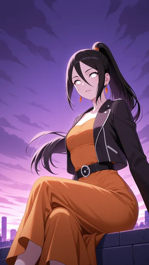 BREAK (masterpiece:1.2),Anime-style New York-inspired city at sunset. Skyscrapers reflect warm orange and deep purple light from the glowing sky. Bridges stretch across a wide river, their silhouettes highlighted against dramatic clouds. The city feels maj...