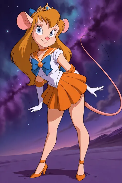 masterpiece, amazing quality, best quality, ultra-detailed, 8K, illustration, clear skin, ultra-detailed-eyes, soft skin, very awa, very as2, soft body, 1990s \(style\), official art, ga_ha, 1girl, blue eyes, long hair, animal ears, mouse, tail, hair bow, ...