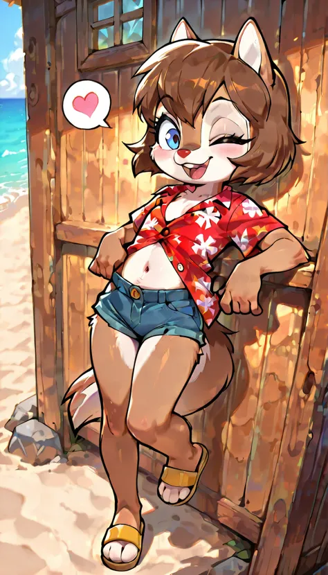 score_9, score_8_up, score_7_up, score_6_up,, hi_res, furry_source, absurdres, masterpiece, best quality, amazing quality, Chip'n Dale Rescue Rangers, 1girl, solo, alone, Femdale, furry, anthro, chipmunk girl, brown fur, blue eyes, chipmunk tail, red nose,...