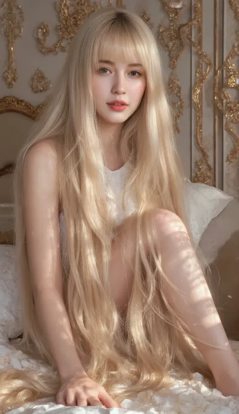 （best quality。 highest resolution。 Super Real Photos 。 full body portrait 。） longer than height髪の美女が一人いる。 More beautiful than a beautiful actress。 beautiful young woman。 She has a beautiful and pretty face、Looks like a top model 。 With a kind smile。    her...