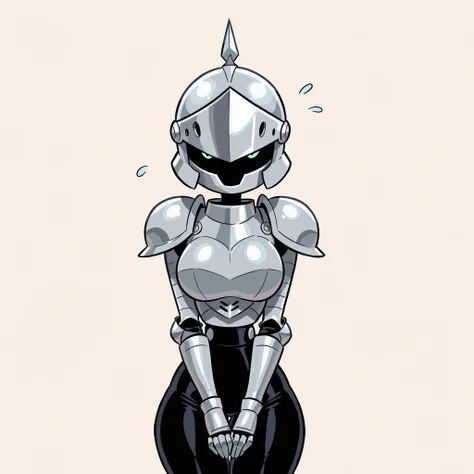 masterpiece, ultra-HD, impressionism, high detail, best quality, very aesthetic, 8K, best quality, beautiful, ultra-high resolution, 32K UHD, adventure time, 1woman, solo, silver knight helmet, faceless, eyeless, helmet covering face, big breasts, narrow w...