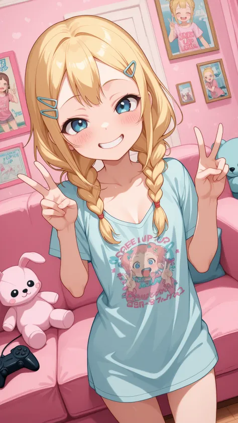 masterpiece , best quality , highly detailed , ultra high res , Score_9, Score_8_up, Score_7_up, perfect anatomy, detailed fingers, detailed eyes, cowboy shot, dutch angle, focus on face, 1 girl, flat chest, small breasts, cleavage, blonde hair, blue eyes,...