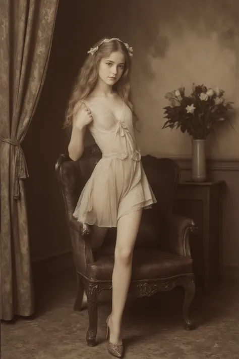 antqgldnCE style, NSFW,
Full-body photo of a young prostitute Marie Antoinette for advertising,
This photo was taken in a high-class brothel,
19th century photograph, antique photograph, sepia-toned photograph, natural smile, Her name, Her price, Photo dat...