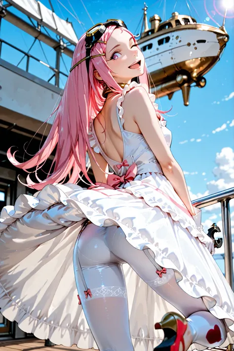 (language: Japanese、English)、(masterpiece)、(Highest Quality)、(High Score )、(high resolution)、

(Near Future Europe 、(Daytime)、(Outdoors)、1girl,solo,Uncensored,),

(,,(SF),(Airship, deck, naval vessels, railings, wind),,,(Grab the handrail and look at the s...