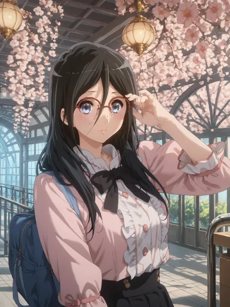 (((inspired by Asuka Tanaka:1.8))),((inspired by Kyoto Animation Style:1.5)),,(masterpiece, best quality),beautiful, beautiful-woman, ((detailed face)).(full body:1.3).,
((black hair)), glasses, blue eyes, long hair, over-rim eye-wear,semi-rimless eye-wea...