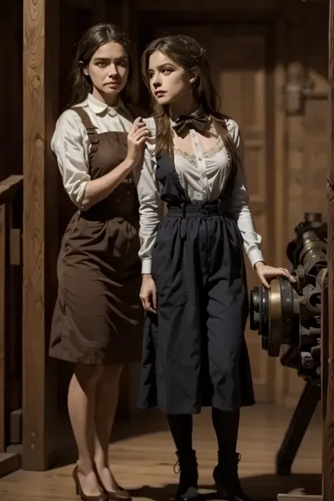 maid mechanic, female maid in uniform repairing massive mech robot with wrench and motor oil, detailed facial features, focused expression, oily hands, standing posture, photorealistic, high quality, 8K, studio lighting, physically-based rendering, extreme...