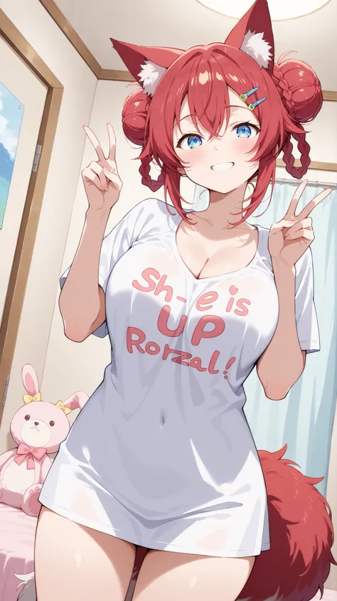 masterpiece , best quality , highly detailed , ultra high res , Score_9, Score_8_up, Score_7_up, perfect anatomy, detailed fingers, detailed eyes,
cowboy shot, dutch angle, focus on face,
1 girl, fluffy tail, wolf ears, flat chest, big breasts, cleavage...