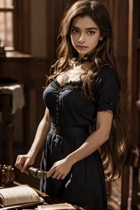 maid mechanic, female maid in uniform repairing massive mech robot with wrench and motor oil, detailed facial features, focused expression, oily hands, standing posture, photorealistic, high quality, 8K, studio lighting, physically-based rendering, extreme...