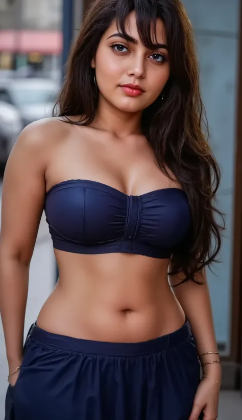 Beautiful sensual and erotic woman with a curvy body, long full black hair, bangs, loose bun, widest waist, thicc, beautiful fitting breasts, curvy accentuated booty, her detailed sparkling eyes are olive green with long eyelashes, sensual smile, thick thi...