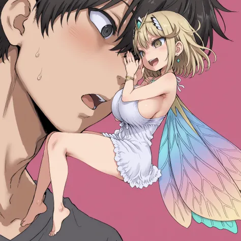 score_9, score_8_up, score_7_up, 1 girl, (top quality, 8k), high resolution, detailed, best quality, abstract pink background. (ringed eyes), open mouth, (evil smile:0.8), fairy girl, girl full body, femdom, source_anime, (miniature girl:1.2), minigirl, (s...