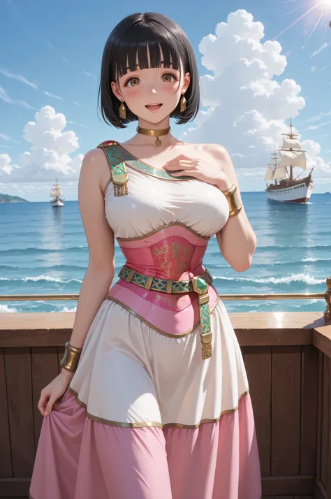 1girl, standing, one hand on chest, looking at viewer,
BREAK girl, 22yo, short hair, bob cut, ear, (blunt bangs), black hair, (tareme:1.2), detailed cute brown eyes, curled eyelashes, (large breasts:0.8),
beautiful eyes, beautiful face,
d5flo \(cosplay\), ...