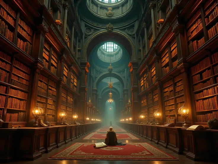 A library with books