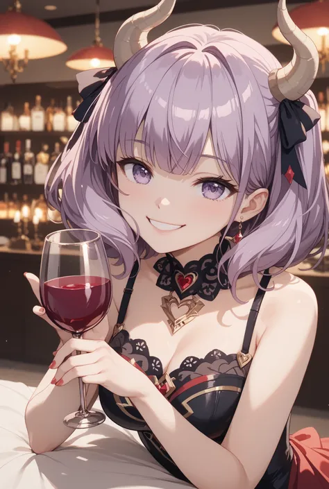 masterpiece,Super Detailed,beautiful faces,and high precision,cute devil girl,(One woman between the stores),sitting on the devil's dim bedroom bed,has a devil candle holder behind the bed、candle is lit,ecstatic, Expression of victory ,I can see slightly r...