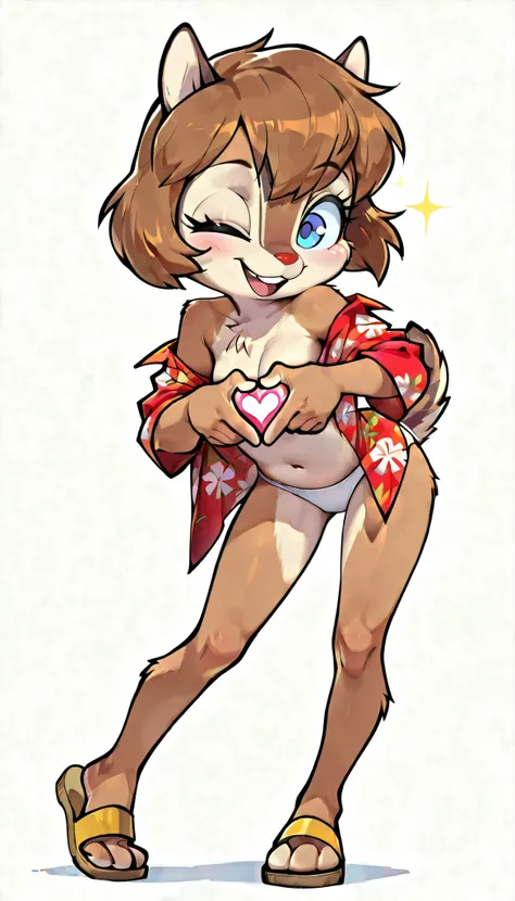 score_9, score_8_up, score_7_up, score_6_up,, hi_res, furry_source, absurdres, masterpiece, best quality, amazing quality, Chip'n Dale Rescue Rangers, 1girl, solo, alone, Femdale, furry, anthro, chipmunk girl, brown fur, blue eyes, chipmunk tail, red nose,...