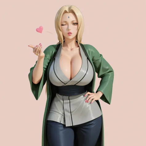 masterpiece, ultra-HD, impressionism, high detail, best quality, very aesthetic, 8K, best quality, beautiful, ultra-high resolution, 32K UHD, 3D, 1woman, mature female, solo, tsunade, blonde hair, long hair, low twintails, brown eyes, eyelashes, pink lips,...
