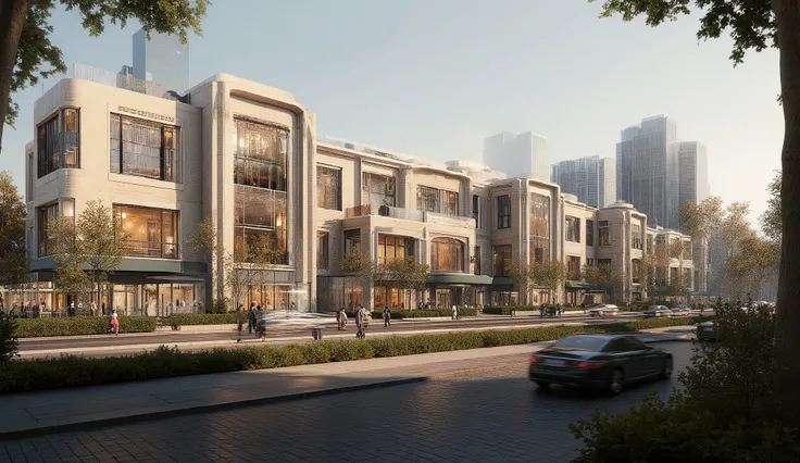 a row of opulent mansions, beautiful gardens, detailed architecture, ornate facades, manicured hedges, lush flower beds, stone fountains, cobblestone pathways, impeccably landscaped, golden gates, elegant entryways, towering columns, stained glass windows,...