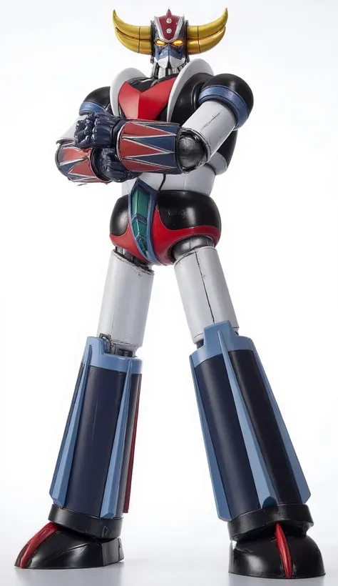 Grendizer、standing confidently、white background、( Grendizer, Super Robot, Mecha), With the stand arm folded、dynamic pose、grend1ze4 .