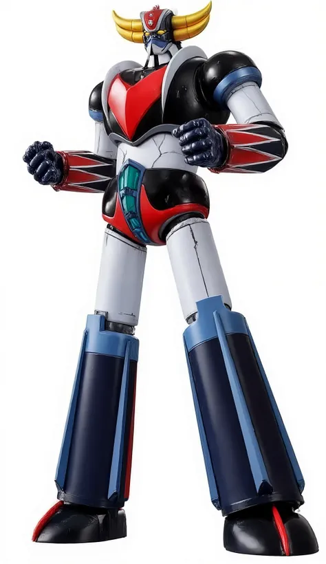 Grendizer、standing confidently、white background、( Grendizer, Super Robot, Mecha), I'm putting my hands on my lower back、dynamic pose、grend1ze4 .