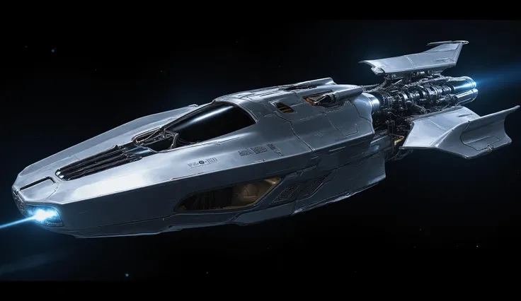 F1 interplanetary races take place in space, the car is made in the shape of a needle, with a jet engine at the back and shunting engines on the sides.