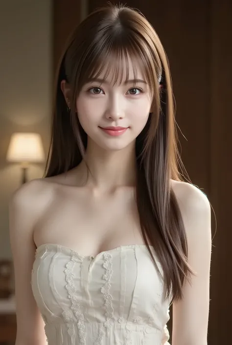 1girl, long hair, straight hair, bungs, from front, full body