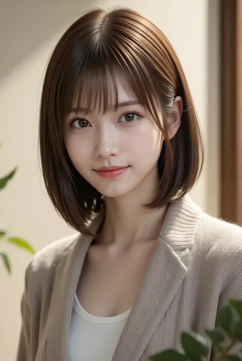 1girl, short hair, straight hair, bungs, from front, full body