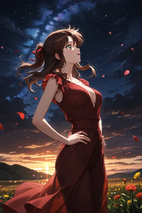 masterpiece, amazing quality, best quality, ultra-detailed, 8K, illustration, clear skin, ultra-detailed-eyes, soft skin, very awa, very as2, soft body, 1990s \(style\), official art, makoto kino, brown hair, green eyes, medium hair, loose hair, parted ban...