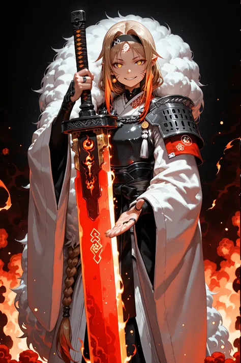 A short, solitary male character, a young teenager, about 1.5 meters tall. He stands alone against a deep black background, making him stand out vividly. His physique, face, and height are exactly like Lloyd de Saloum.
He has long blond hair, styled exact...