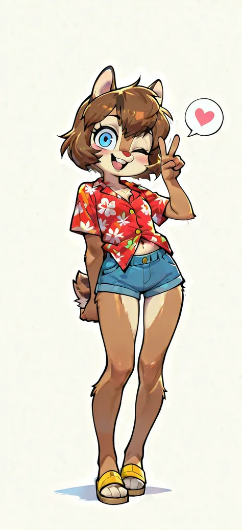 score_9, score_8_up, score_7_up, score_6_up,, hi_res, furry_source, absurdres, masterpiece, best quality, amazing quality, Chip'n Dale Rescue Rangers, 1girl, solo, alone, Femdale, furry, anthro, chipmunk girl, brown fur, blue eyes, chipmunk tail, red nose,...