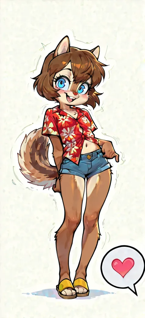 score_9, score_8_up, score_7_up, score_6_up,, hi_res, furry_source, absurdres, masterpiece, best quality, amazing quality, Chip'n Dale Rescue Rangers, 1girl, solo, alone, Femdale, furry, anthro, chipmunk girl, brown fur, blue eyes, chipmunk tail, red nose,...