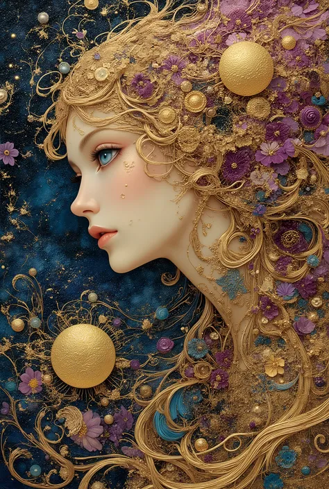 extremely aesthetic, mythological style, A mix of Art Nouveau and Impressionism, Impasto style, oil-painting, illustration, fantastic, anatomically correct, Off-center composition,
An icon of Pandora's profile as she opens the box, releasing its surreal ...