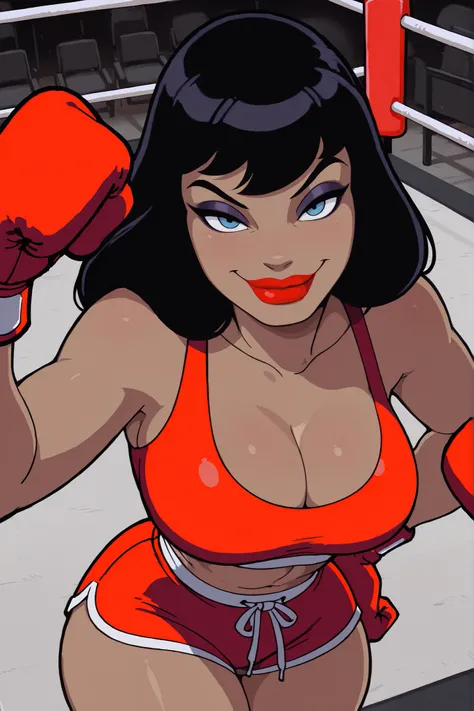 BREAK, score_6_up, score_7_up, score_8_up, score_9, masterpiece, best quality, detailed, seductive expression, seducing viewer, teasing viewer, sexy, 1girl, solo, zanbtas, black hair, blue eyes, very large breasts, cleavage, curvy, athletic, busty, lipstic...