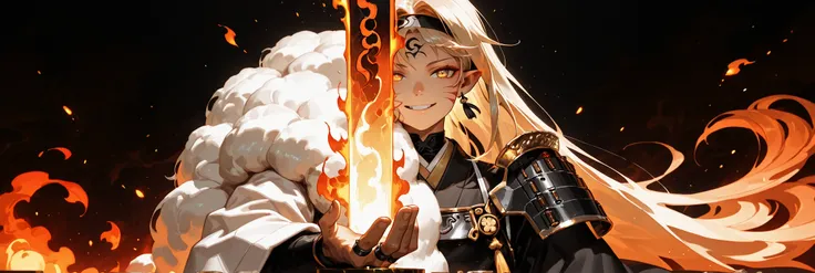 A short, solitary male character, a young teenager, about 1.5 meters tall. He stands alone against a deep black background, making him stand out vividly. His physique, face, and height are exactly like Lloyd de Saloum.
He has long blond hair, styled exact...