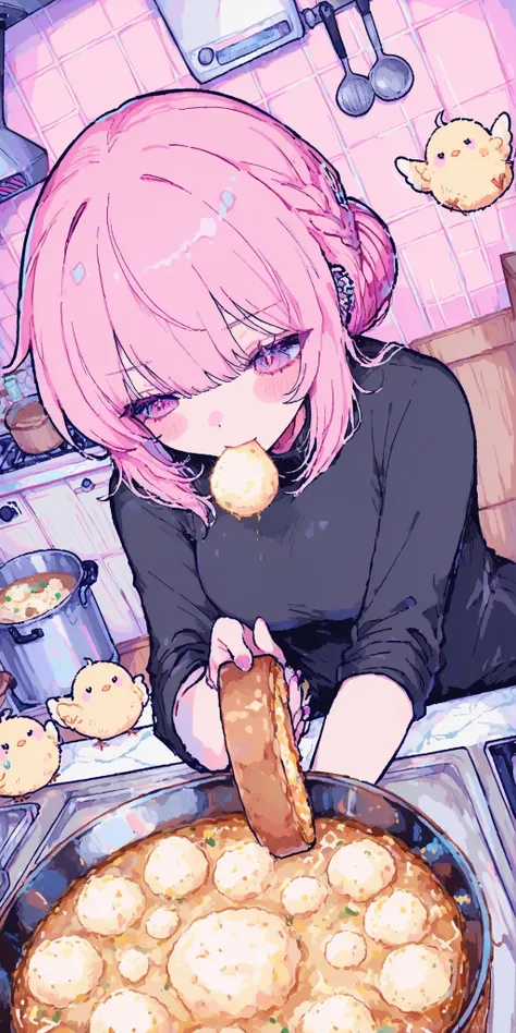 kitchen,Fortune telling,tuku female,1girl,Fortune telling with food,,Action,dynamic,Anime Chick,masterpiece,Highest Quality,Great Quality,very beautiful,Newest,