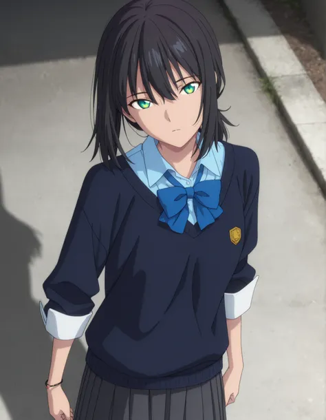 masterpiece, best quality, amazing quality, highres, absurdres, very aesthetic, high resolution, ,ultra detailed, perfect details, ufotable style, 1girl, solo, outdoors, , (detailed background:1.2),from above, , minami kano, medium hair, low ponytail , ((...