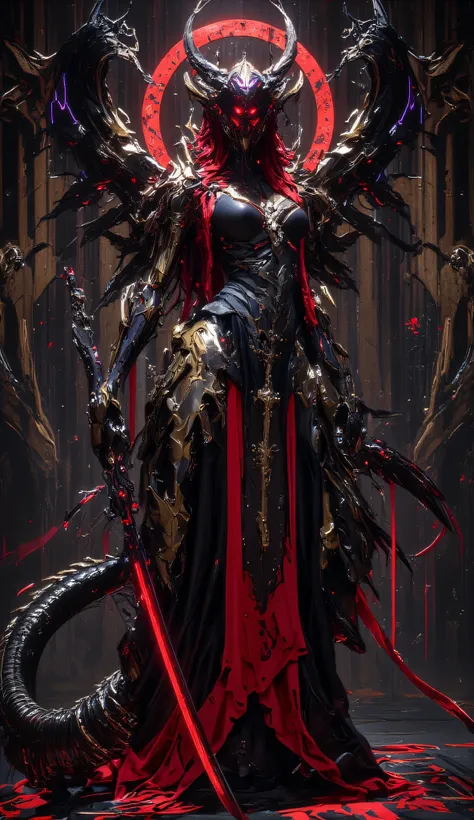 Full body portrait in surreal dreamlike dark modern fantasy style of Lilith, Queen of Succubi. Set between the borders of Dream and Nightmare, in the land of the Oneironoi. Seductively posed amidst bone sculptures and surrounded by a aura of darklight we ...