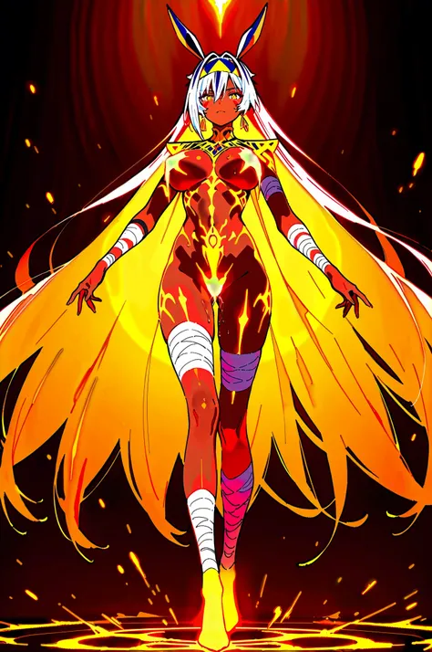 masterpiece, best quality, very aesthetic, (newest:1.1),ultra-detailed,highres,absurdres
fate (series) , fate/grand order ,, (bandages, bandaged arm, bandaged leg ,glowing skin:1.4),
( nitocris alter (noble phantasm) (fate) white fire on skin :1.3),
(da...